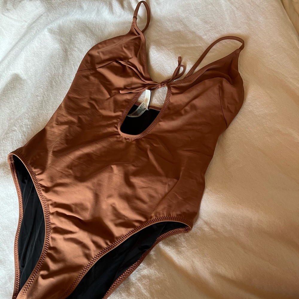 SOLID & STRIPED Brown One-Piece Swimsuit